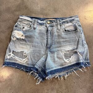 Joes Jeans denim cut off shorts mid rise light wash distressed womens size 28